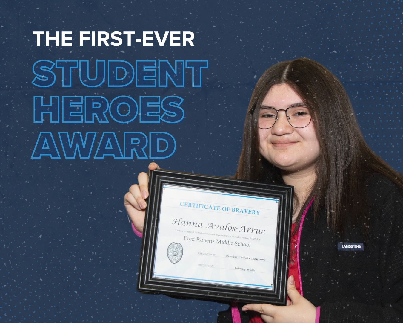 FRED ROBERTS STUDENT RECEIVES FIRST EVER STUDENT HEROES AWARD