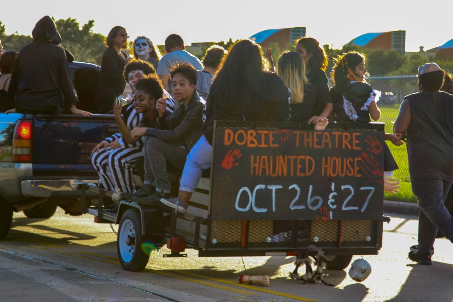 Dobie Theatre participates in the homecoming parade. 