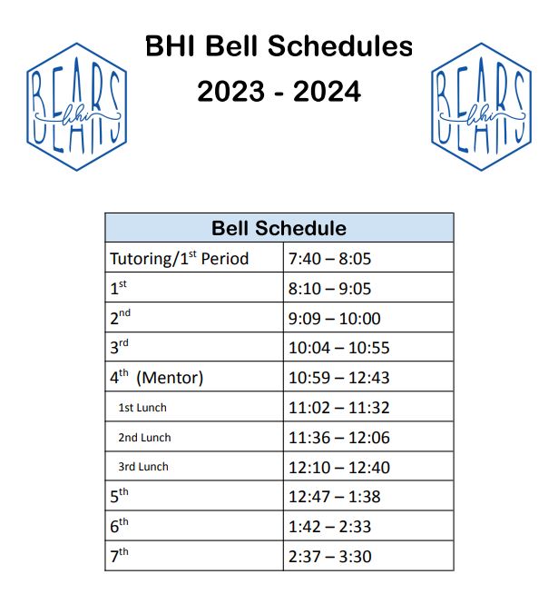 BHI Bell Schedule 23-24