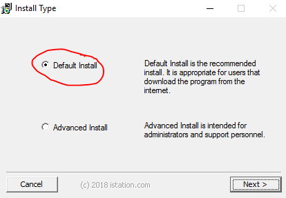 Choose default install