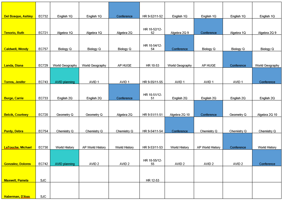 ECHS Schedule