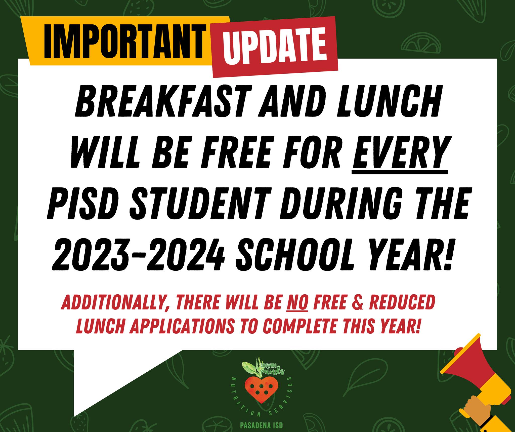 Updated Lunch Information