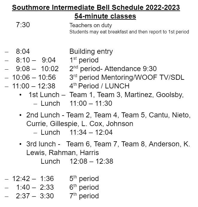 Bell Schedule