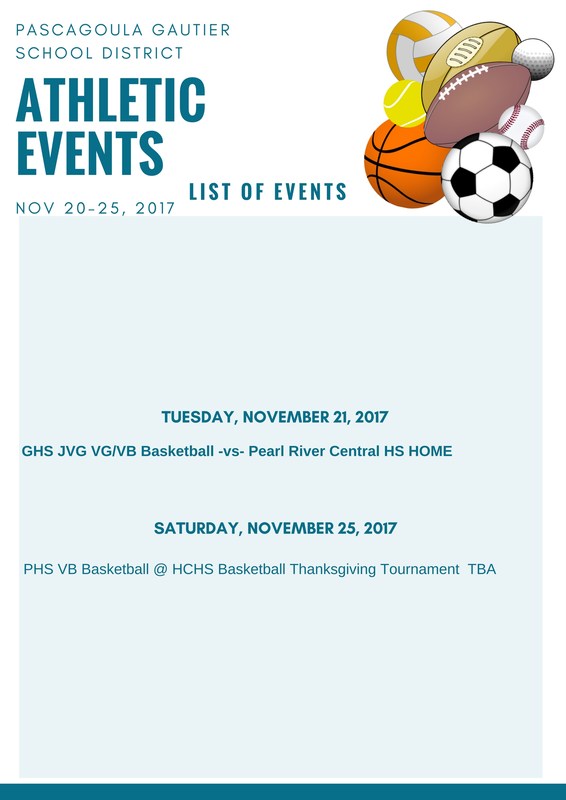 Athletic Events for Week of November 20, 2017