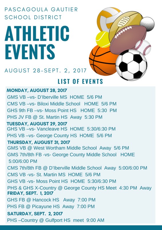 Athletic Events week of Aug 28