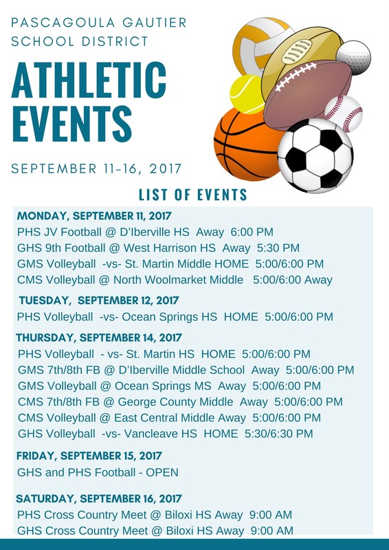 Athletic Events for Week of September 11