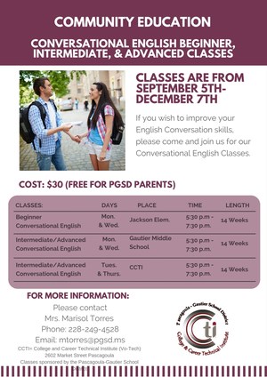 Conversational English Classes flyer

