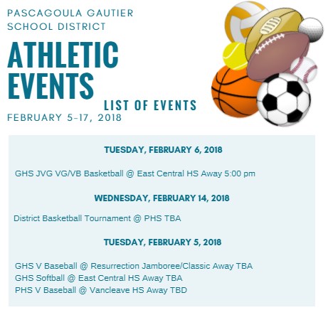 Athletic Events for Week of Feb. 5-17, 2018