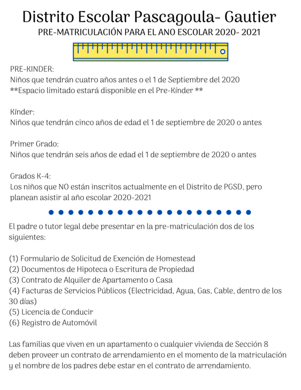 2020-2021 Pre-Registration Information