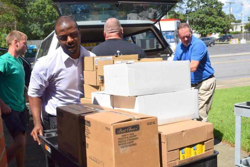 Unloading the donations