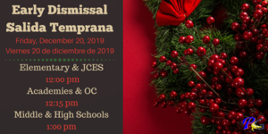 Early Dismissal Friday, December 20, 2019