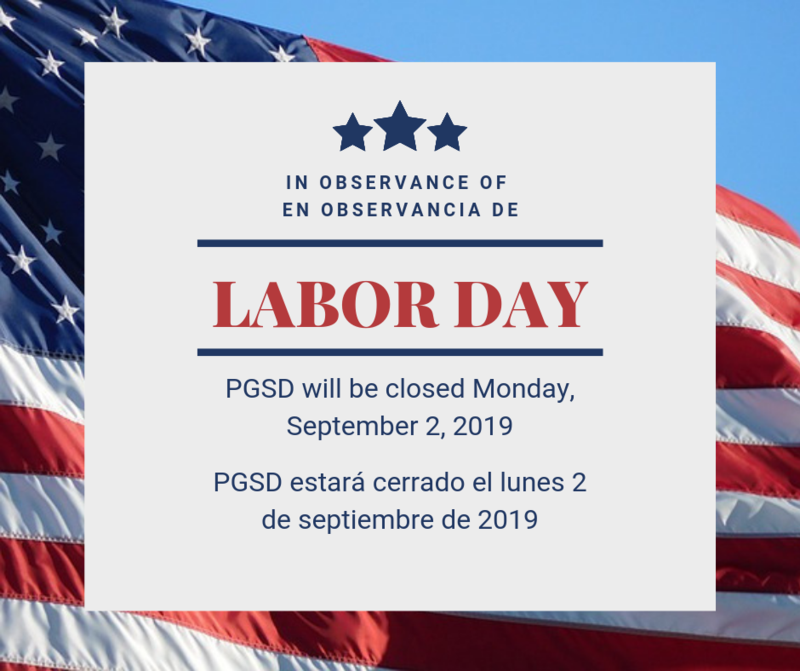 Happy Labor Day - No School Monday, September 2, 2019
