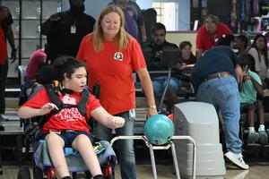 Exceptional student bowls at JCES Eaglepalooza
