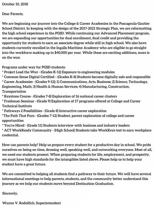 career academies letter