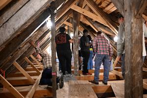 Students gather at the LaPointe Krebs Museum