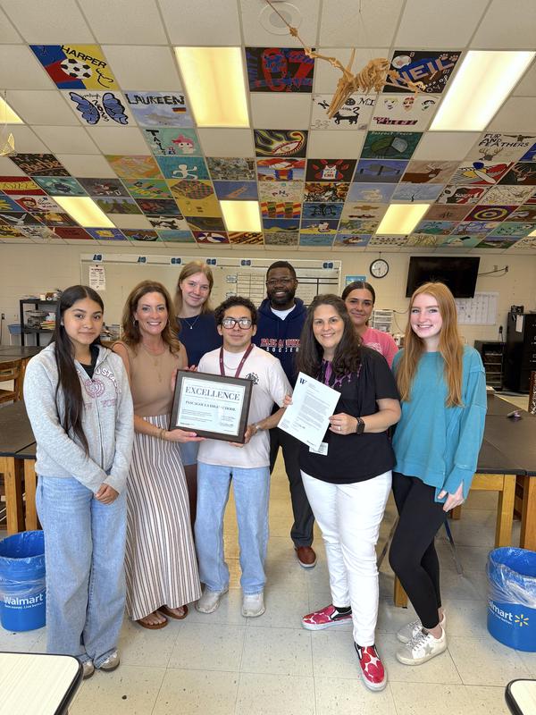 Pictured left to right: Arlin Chacon (10), Melanie Whitaker (Walsworth rep), Emmanuel Murueta (12), Karly Richardson (yearbook adviser), Camden Crew (12). Back row: Lily Harris (11), Mr. Milton Ray, Karlie Vice (12). Not pictured: Markell Bennett, Eiley Miller, Price Berry, Emily Dunn, Tamaria McKee, Addalynn Hasty