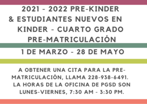 2021-2022 Preregistration in Spanish