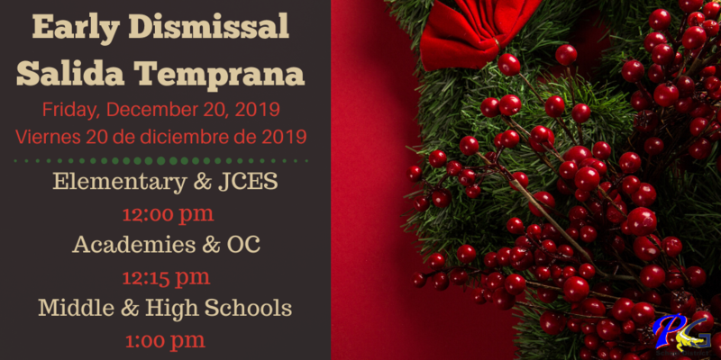 Early Dismissal Friday, December 20, 2019