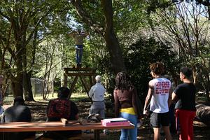 Students gather at the LaPointe Krebs Museum