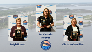 Leigh Hanna, Dr. Victoria Hoover and Christie Couvillion smile with their 'Of The Year' awards