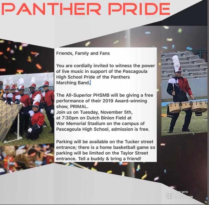 You Are Invited to the Panther Pride Band  2019 Award-winning Show Primal