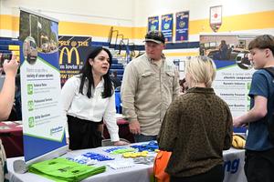 business reps speak to GhS students at College and Career Tailgate
