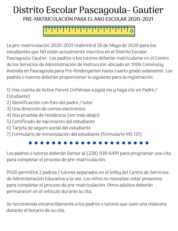 2020-2021 Pre-Registration Information