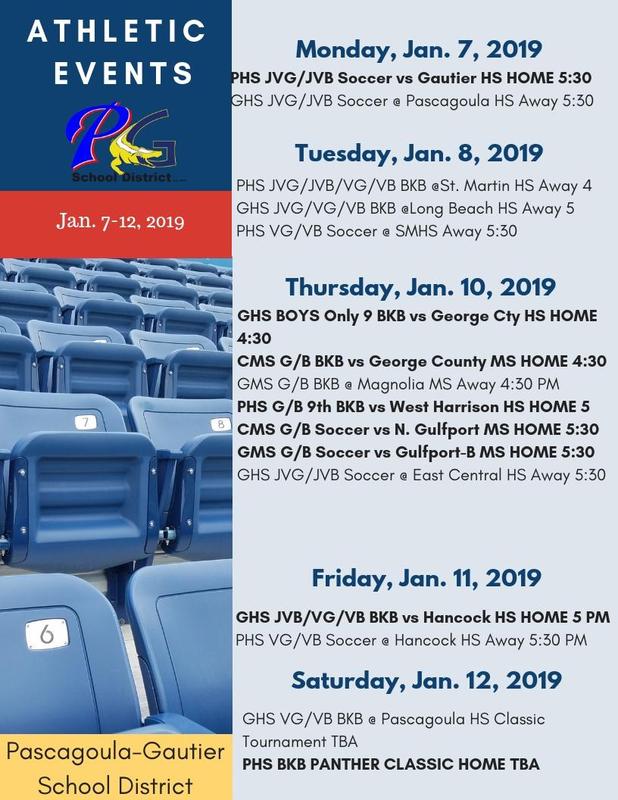 Athletic Events for Week of January 11, 2019