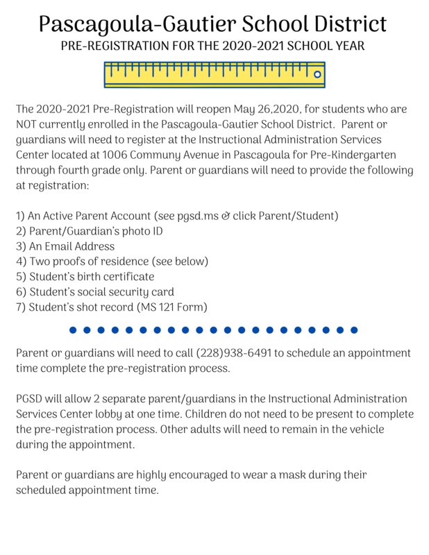 2020-2021 Pre-Registration Information