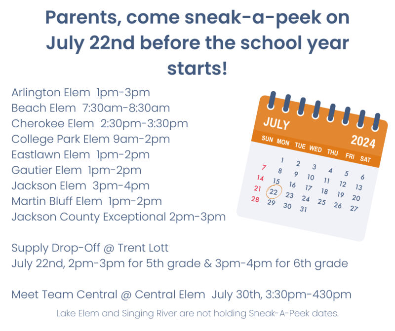 K-6 Sneak-A-Peek Dates