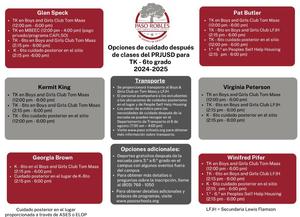 After school care and transportation for TK-6 grade