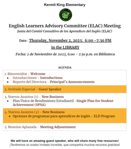 ELAC Meeting 11.2.23