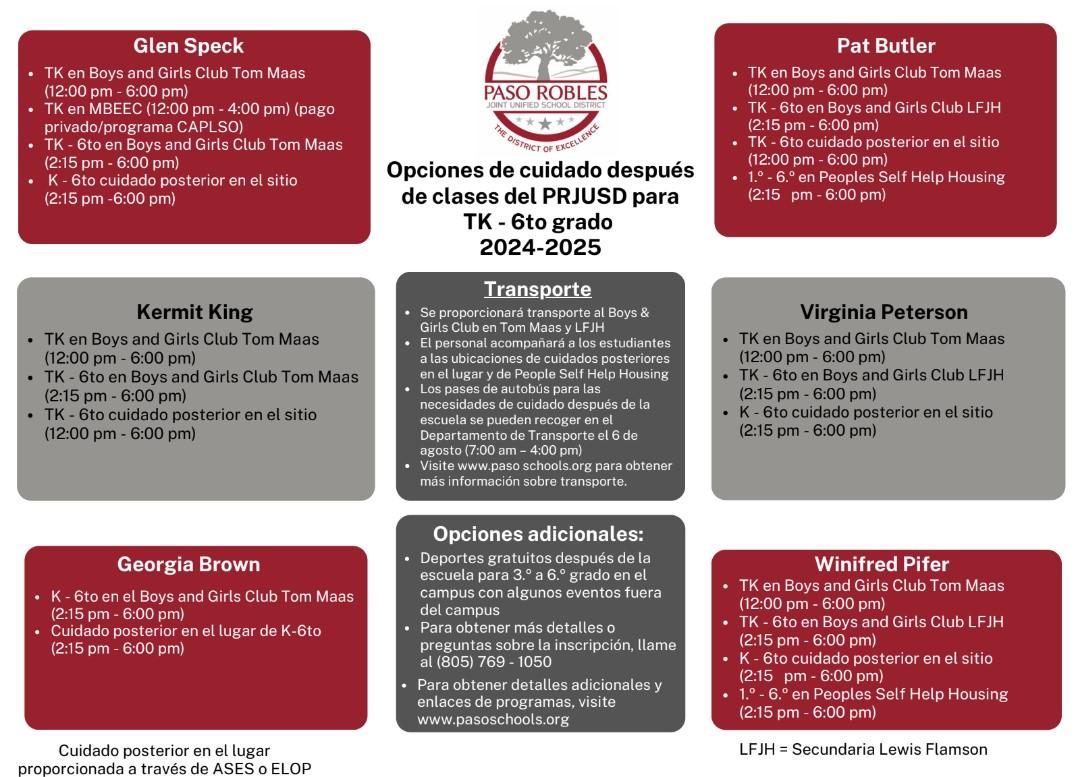 After school care and transportation for TK-6 Grade 