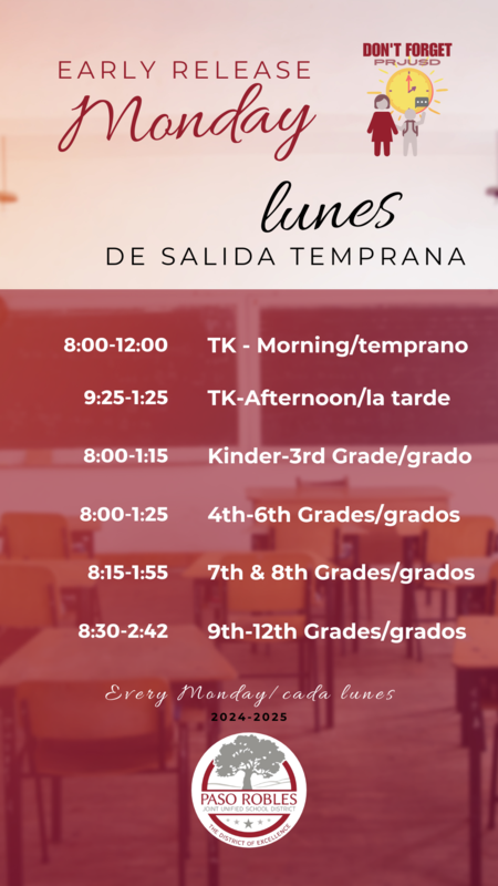 Early Release Monday Schedule