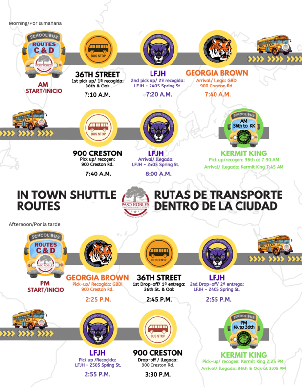 In town shuttle route for PRJUSD