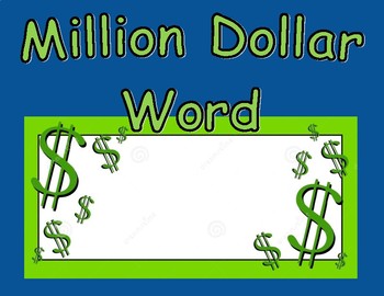 Million Dollar Word Poster by Wendy Taylor | Teachers Pay Teachers