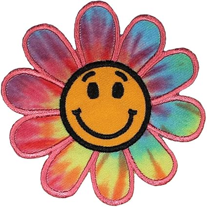 Amazon.com: Smiley Face Tie Dye Flower Patch Hippie Smile Happy ...