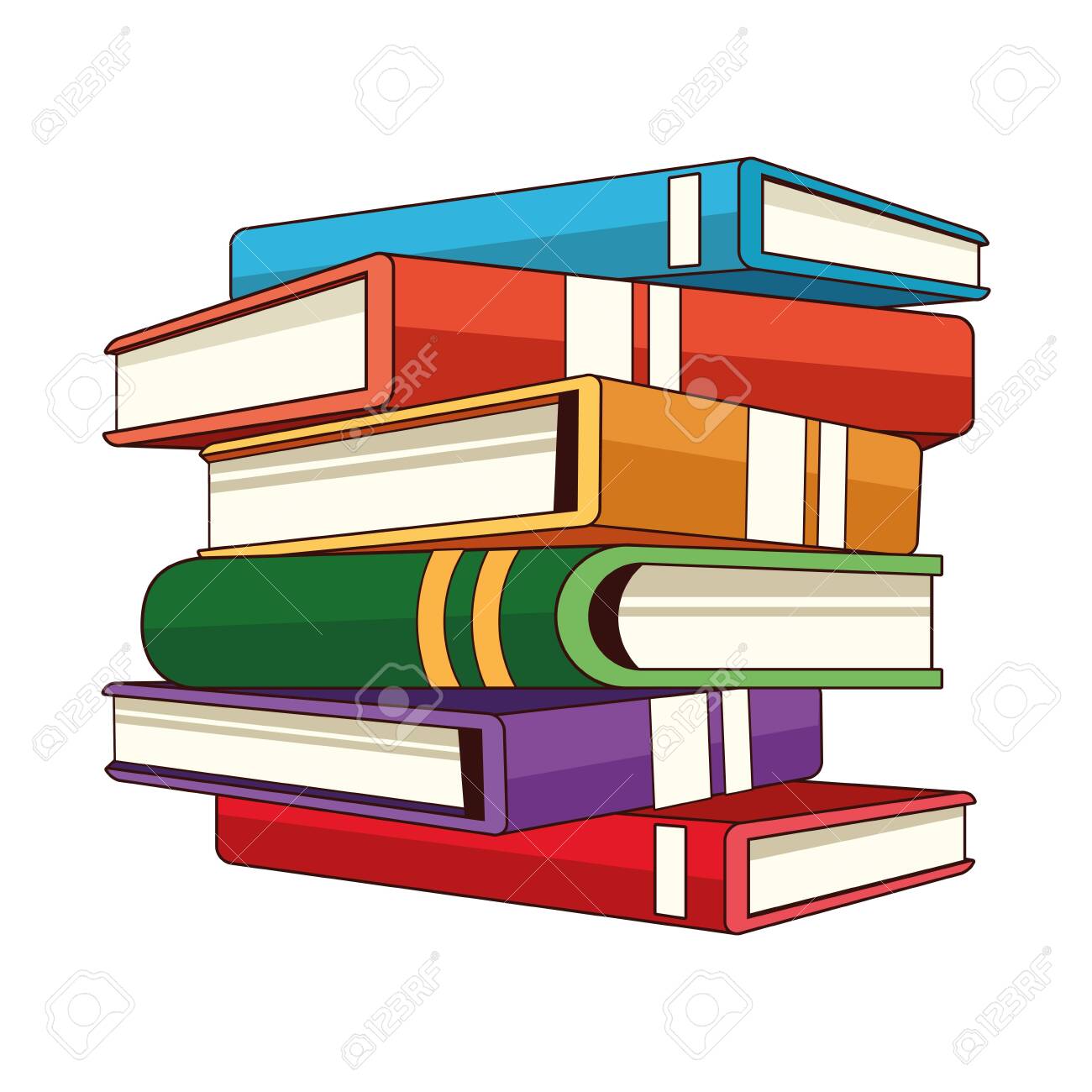 Stacked Closed Books Side View Icon Cartoon Isolated Vector ...