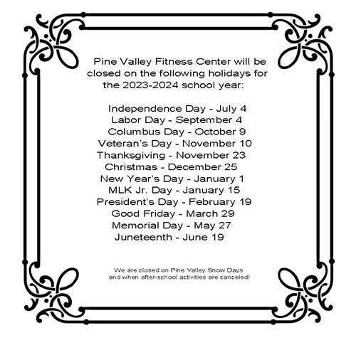 Fitness Center Holiday Hours