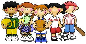 Cartoon of Kids Playing Sports