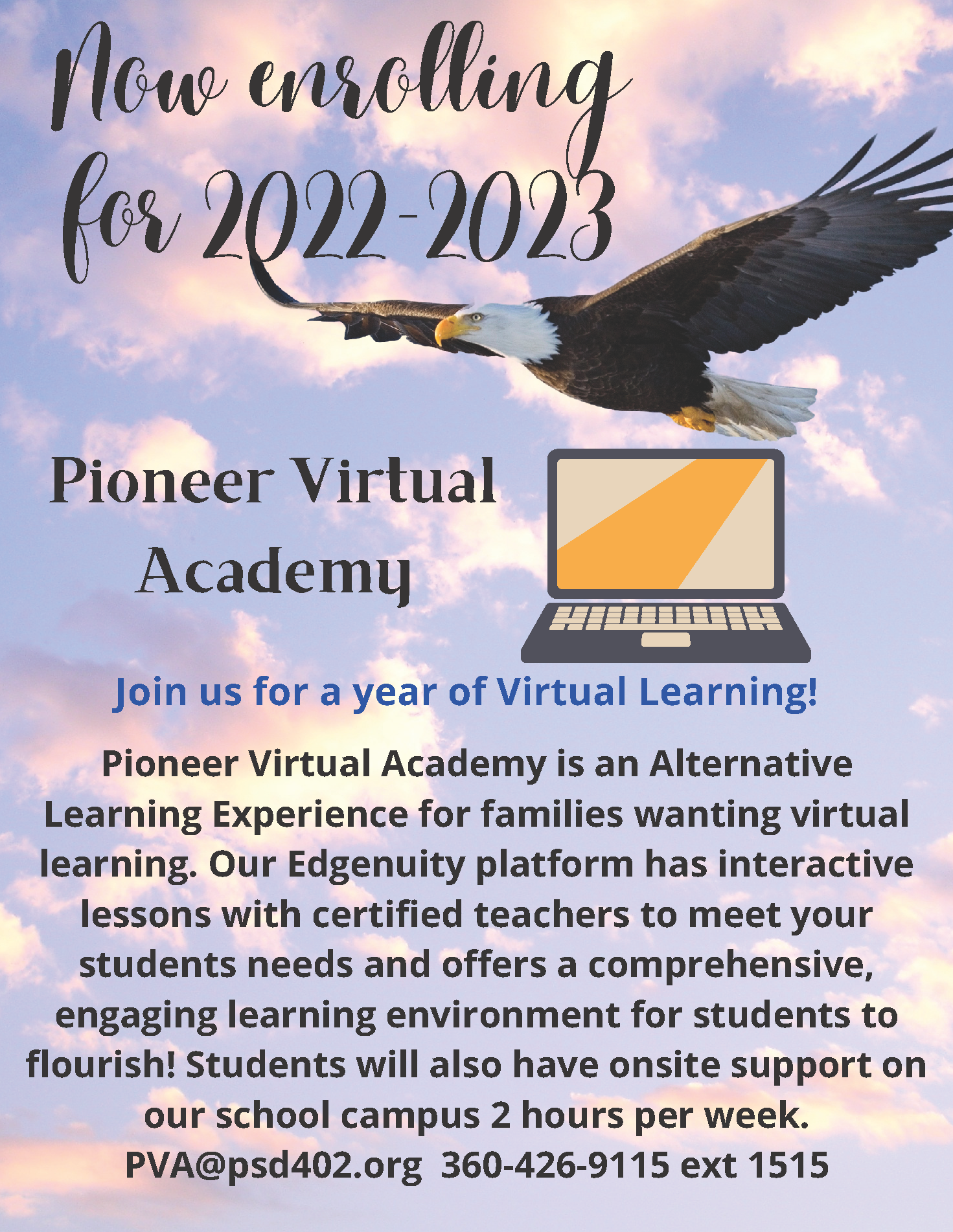 Flyer for the Pioneer Virtual Academy