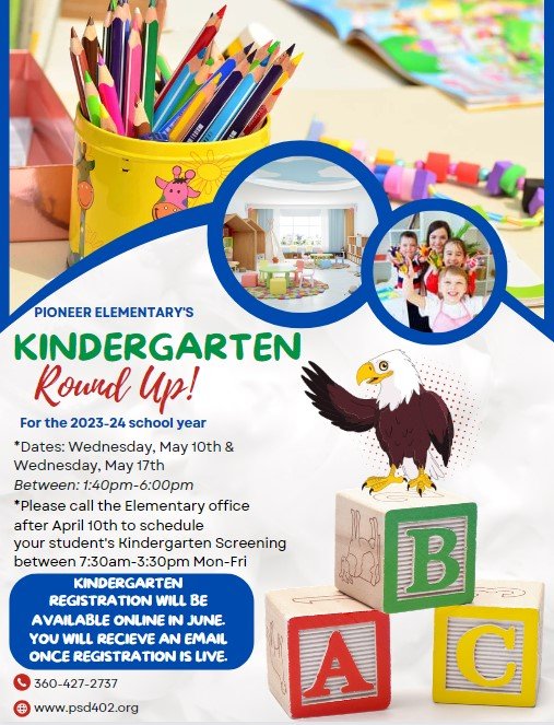 Kindergarten round up announcement. Call the school for more information