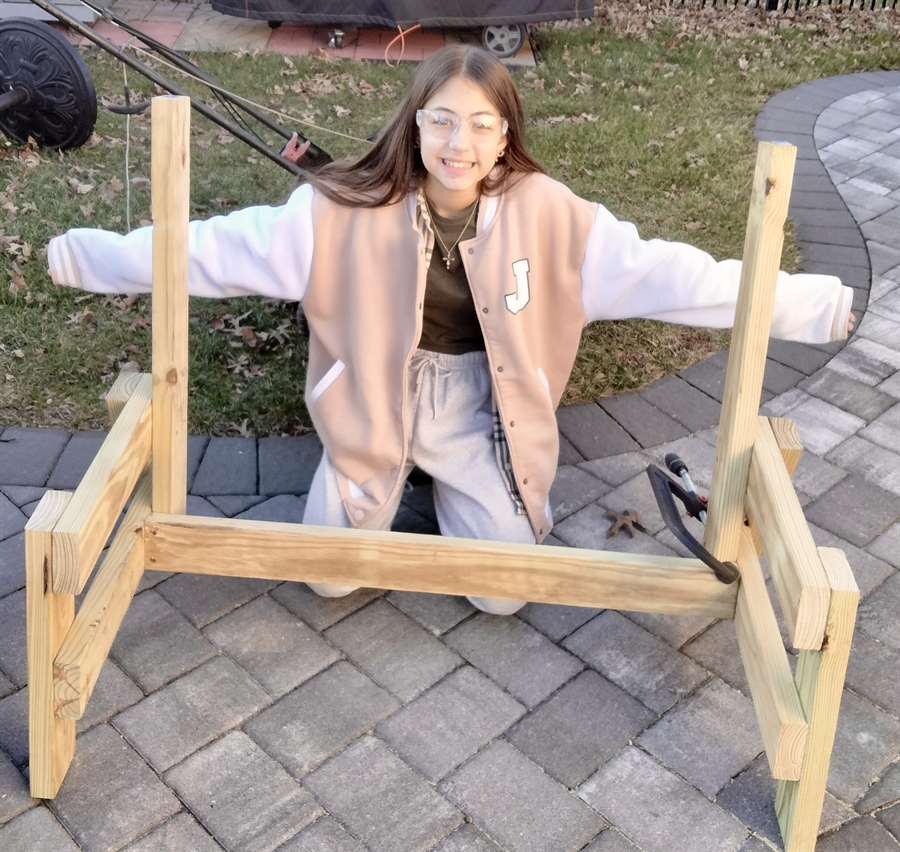 girl building bench