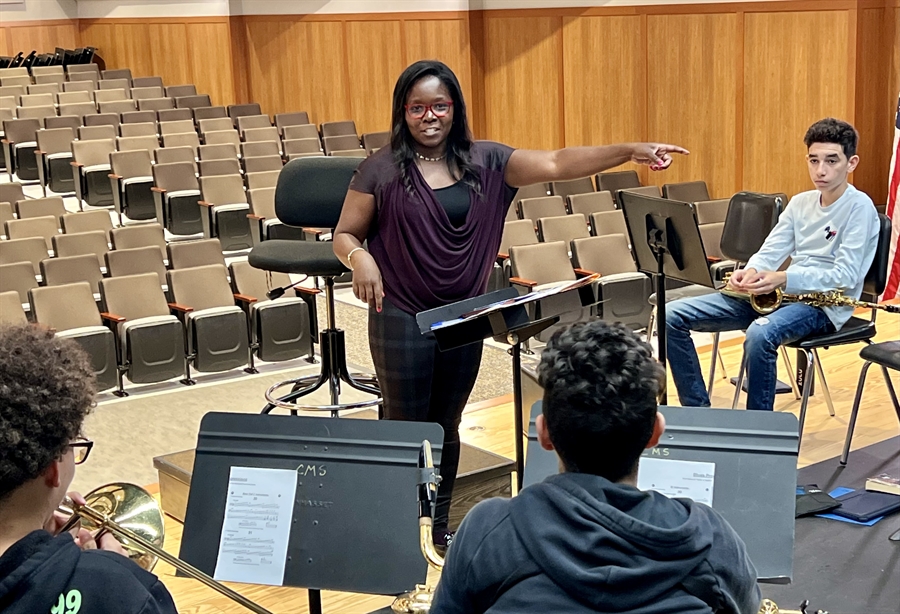 music teacher conducting