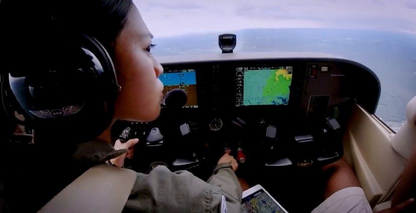 pilot in cockpit