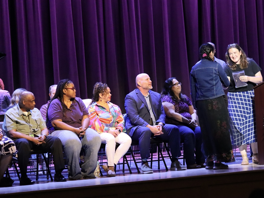 student receiving award