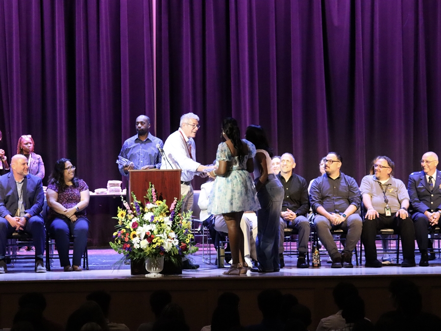 student receiving award