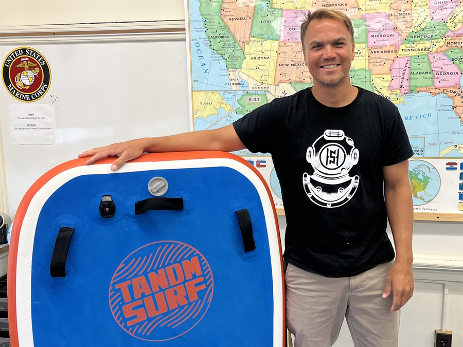 teacher with boogie board