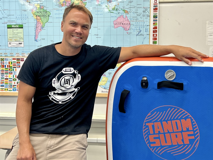 teacher with boogie board