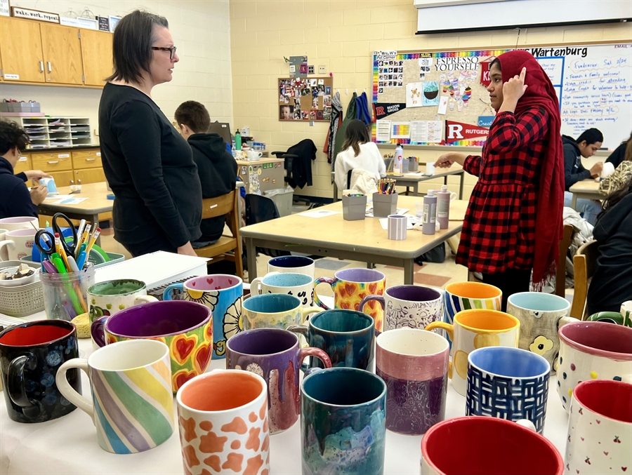 mugs in classroom